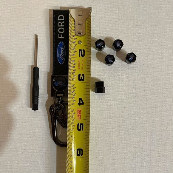 Ford fob Keychain & valve Stem caps both black NWT - Picture 6 of 6
